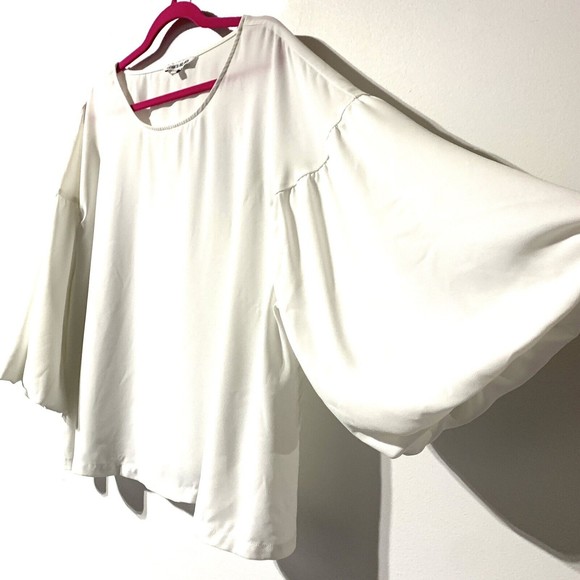 Elizabeth and James Blouse Balloon Bell Sleeve Top Women's Size XXL 2XL White - Picture 3 of 8